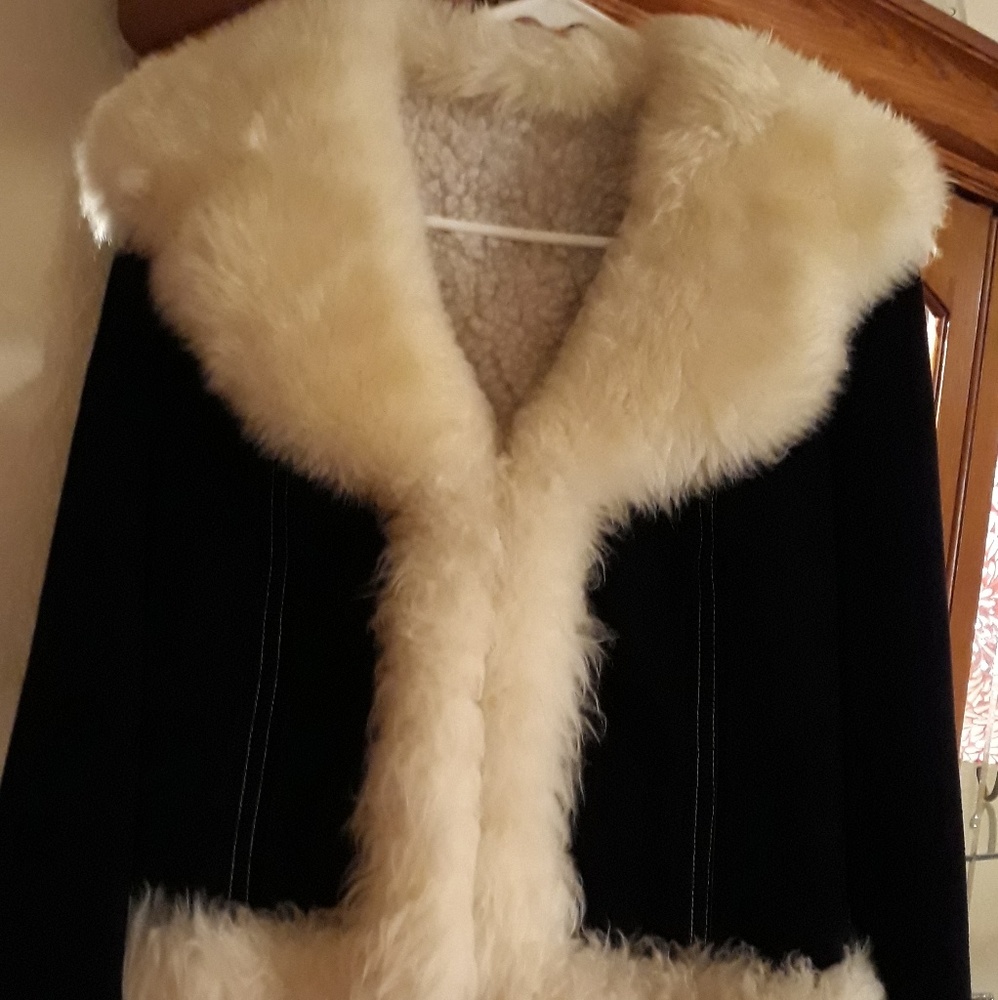 Vintage leather and fur coat